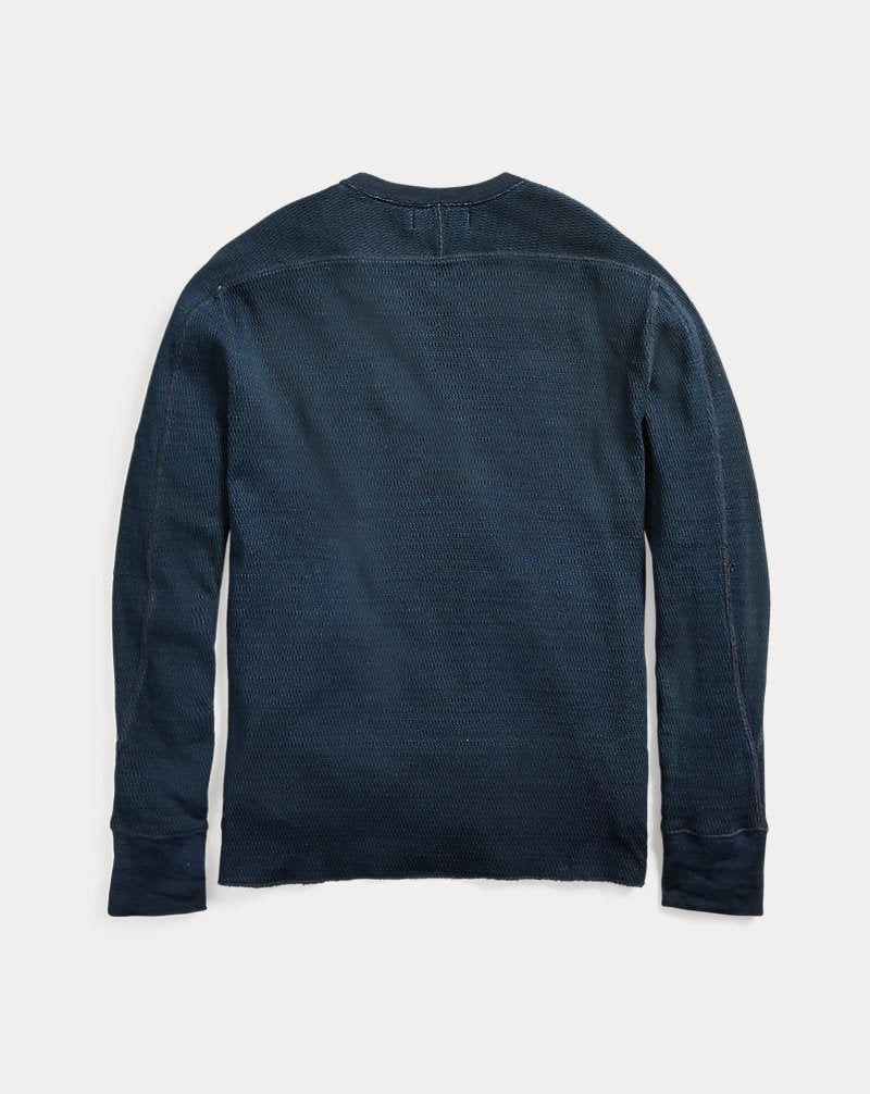 Indigo Jacquard-Knit Crewneck Rinsed Blue Indigo