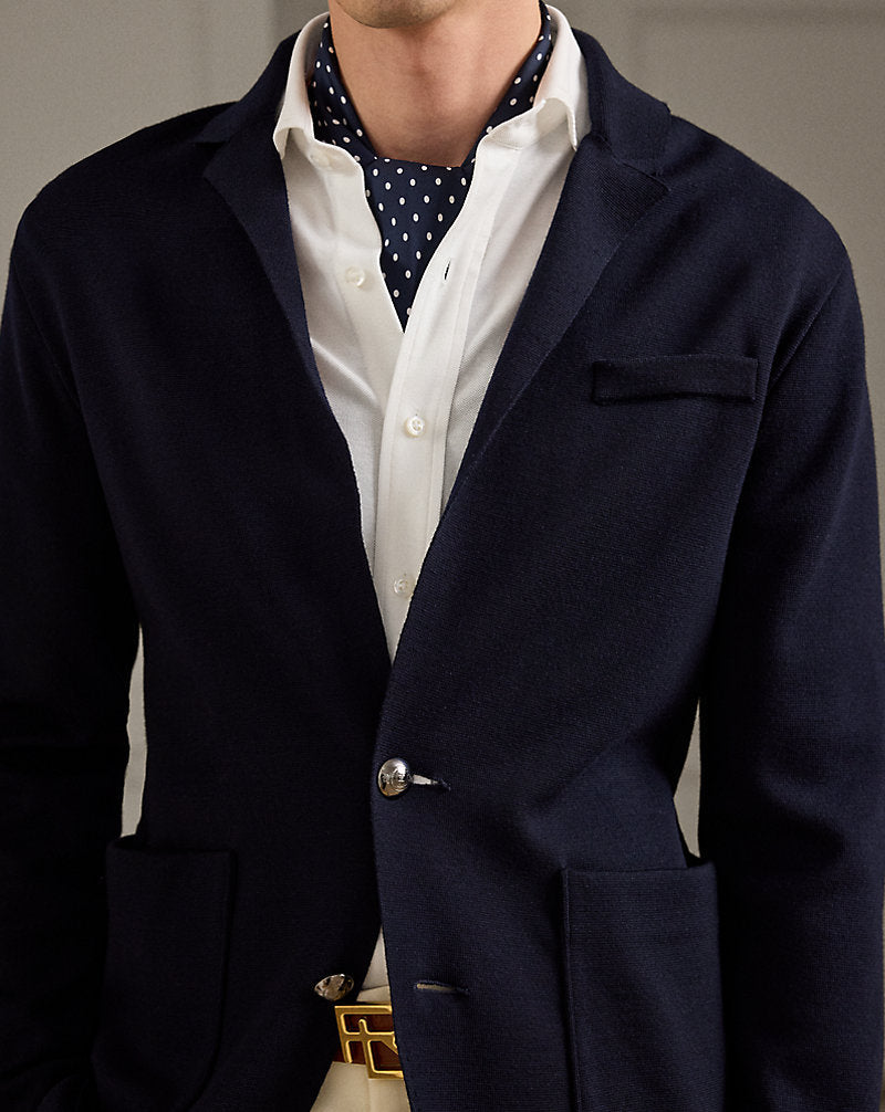 Wool Blazer Cardigan Classic Chairman Navy