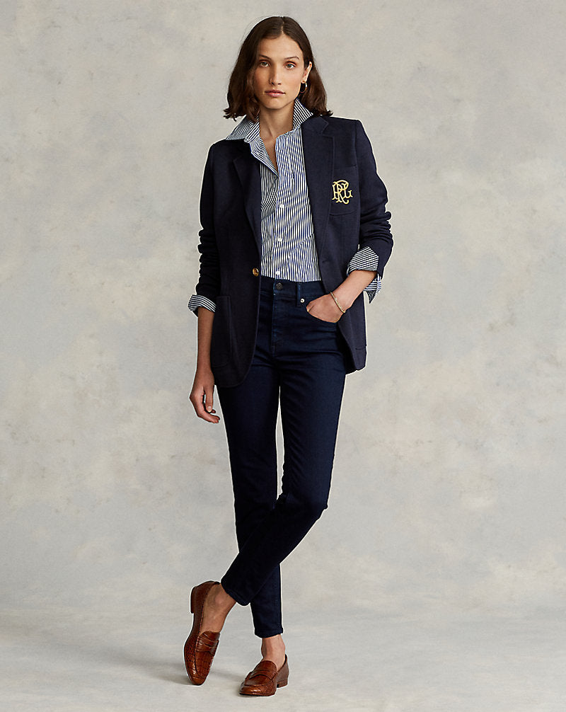 Double-Knit Jacquard Blazer Park Avenue Navy