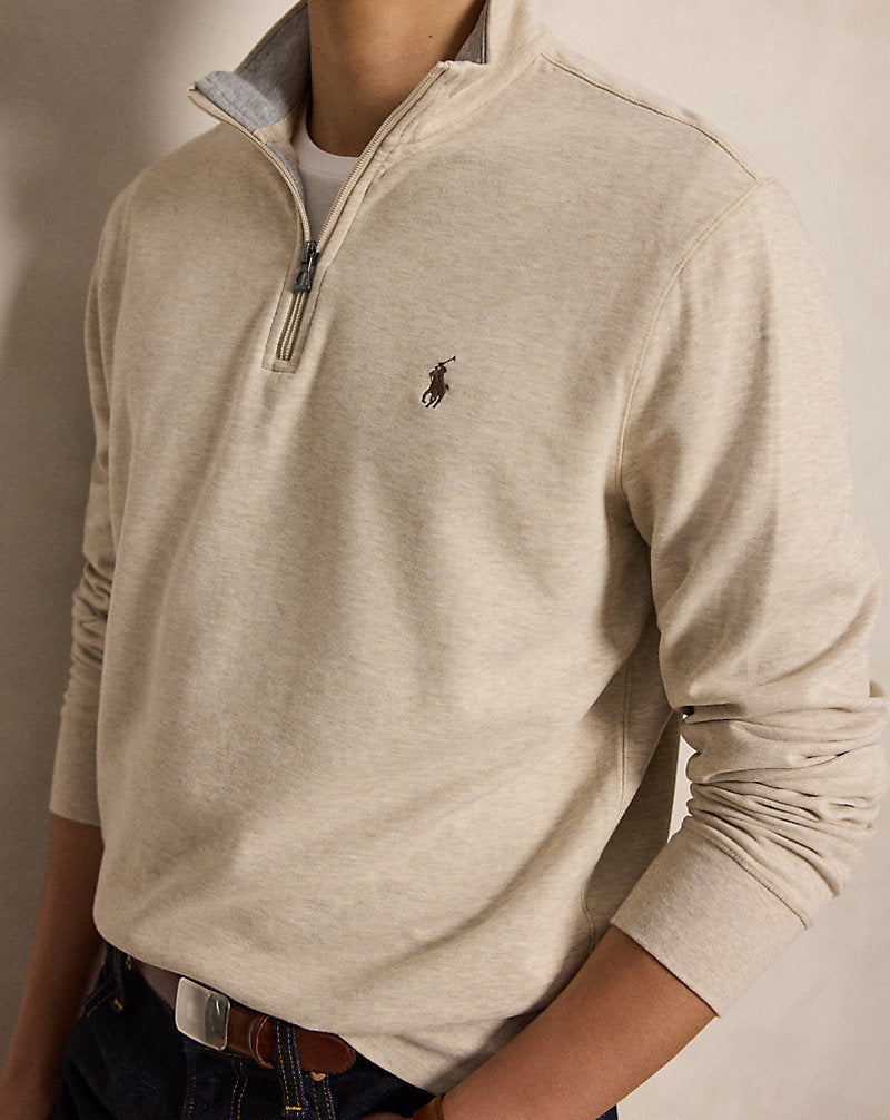 Luxury Jersey Quarter-Zip Pullover Expedition Dune Heather/c