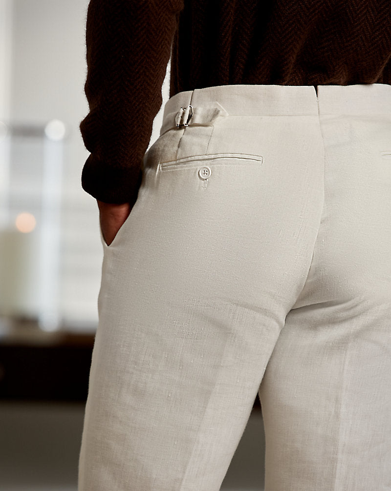 Gregory Hand-Tailored Linen Suit Trouser Cream