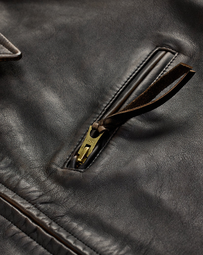 Leather Jacket Black Over Brown
