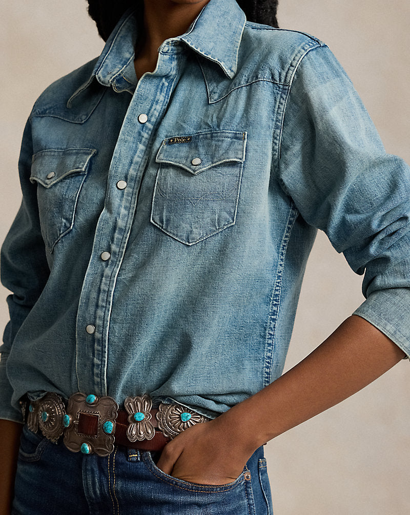 Naiomi Glasses Denim Western Shirt Hilliard Wash