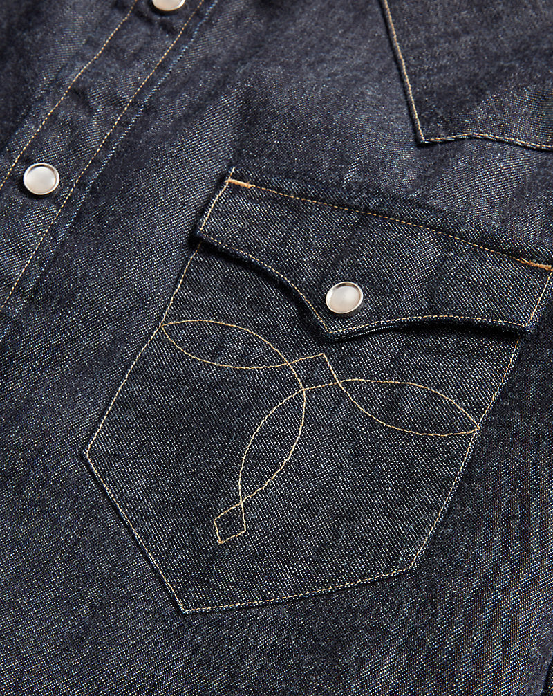 Slim Fit Denim Western Shirt Rinse