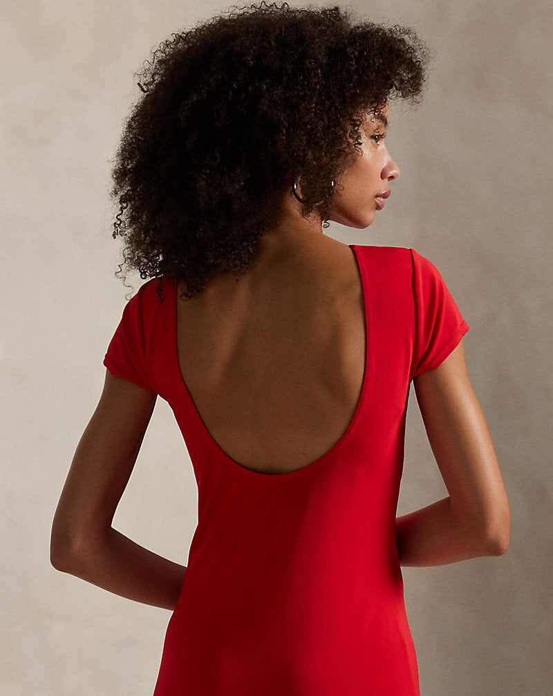 Scoopback Jersey Dress Petal Rose