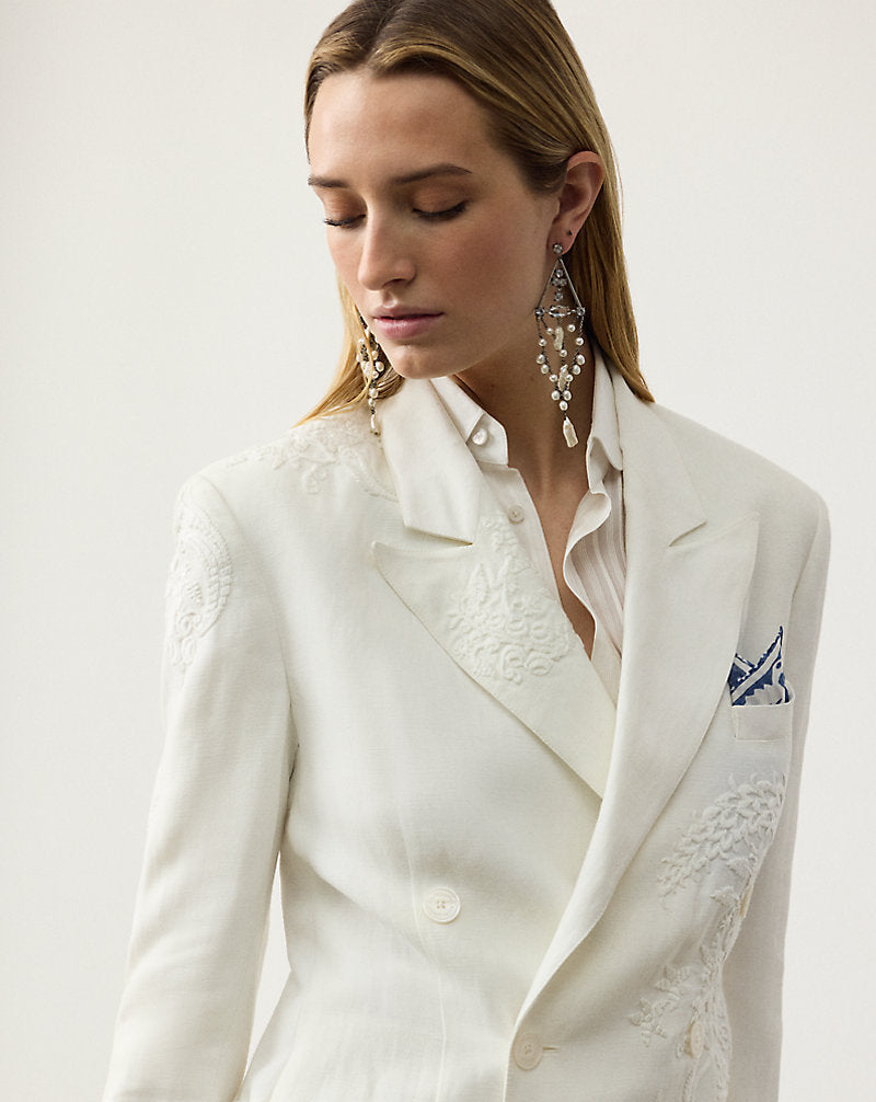 Collen Embroidered Micro-Piqu¨¦ Jacket Cream