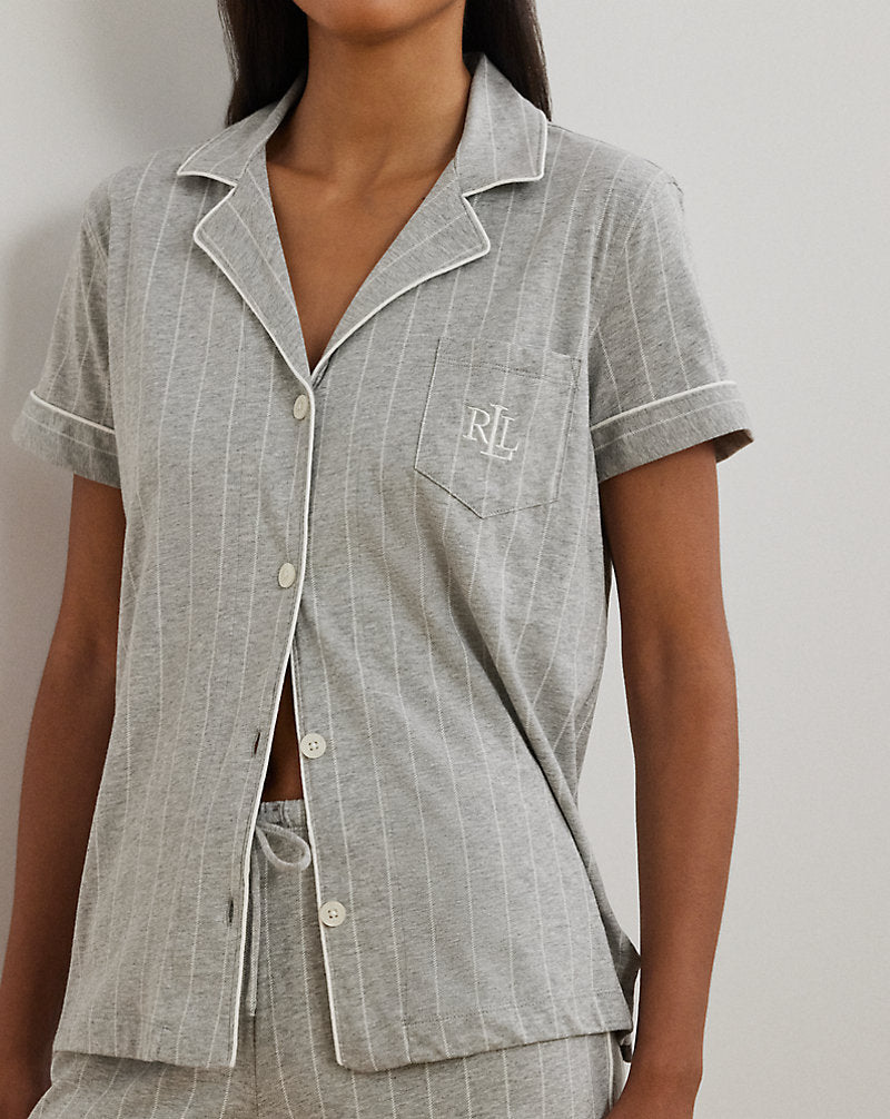 Striped Boxer Sleep Set Grey