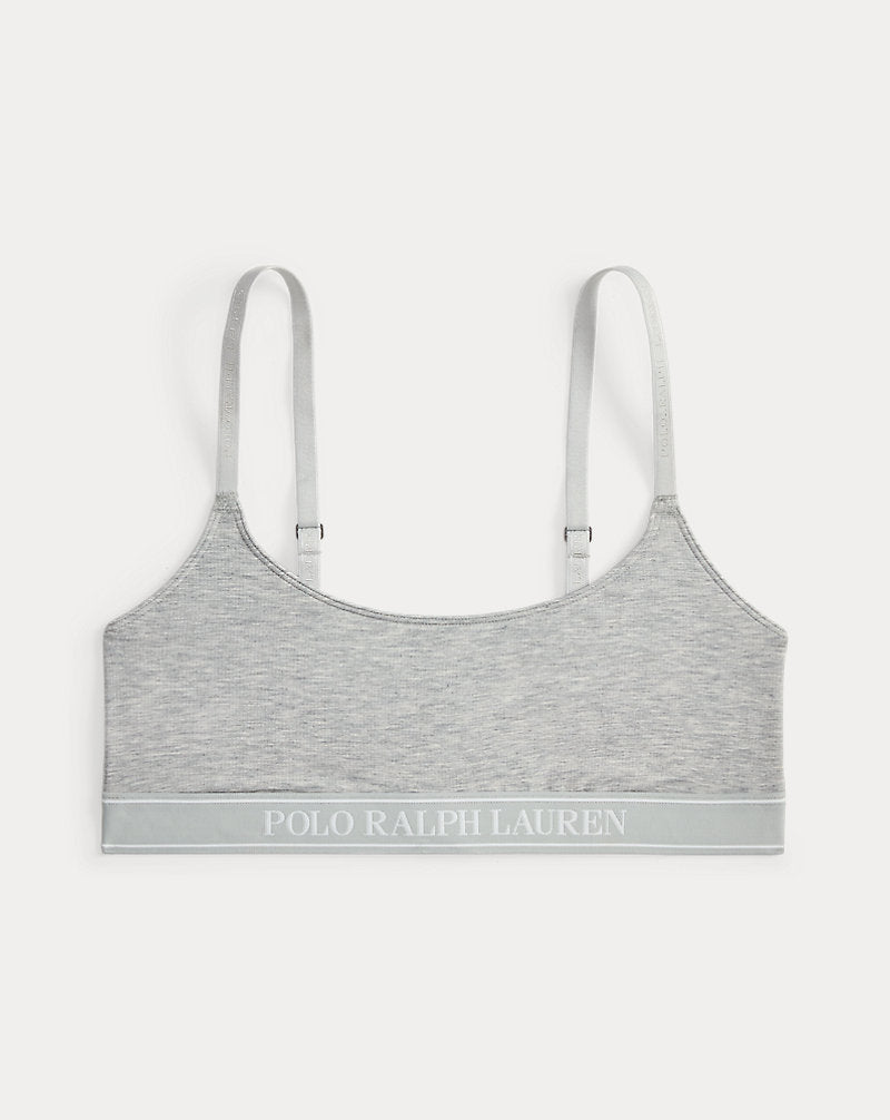 Repeat-Logo Cropped Scoopneck Tank Heather Grey