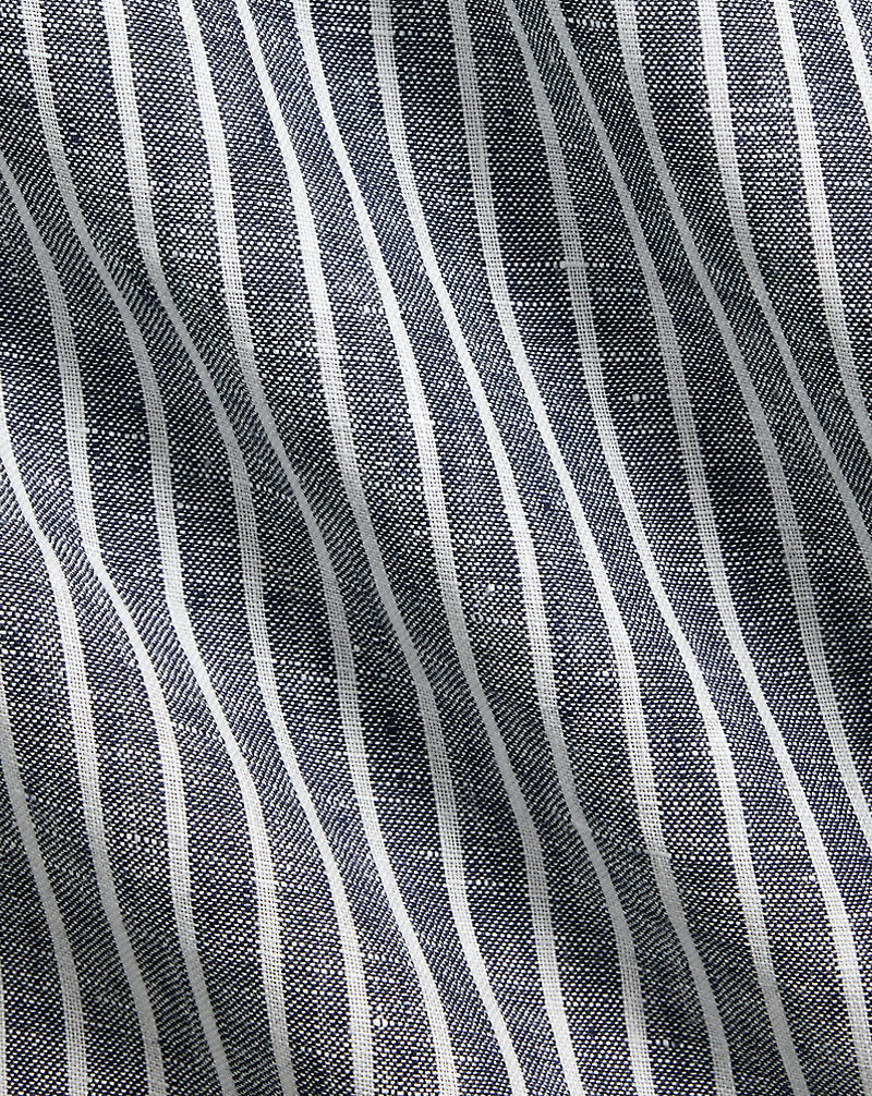 Custom Fit Striped Linen Shirt Newport Navy White
