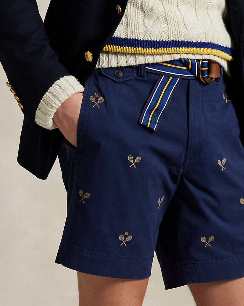 20.5 cm Straight Embroidered Chino Short Newport Navy