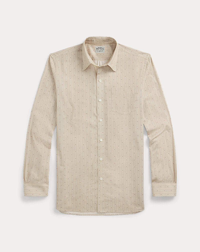 Slim Fit Print Woven Shirt Tan Multi