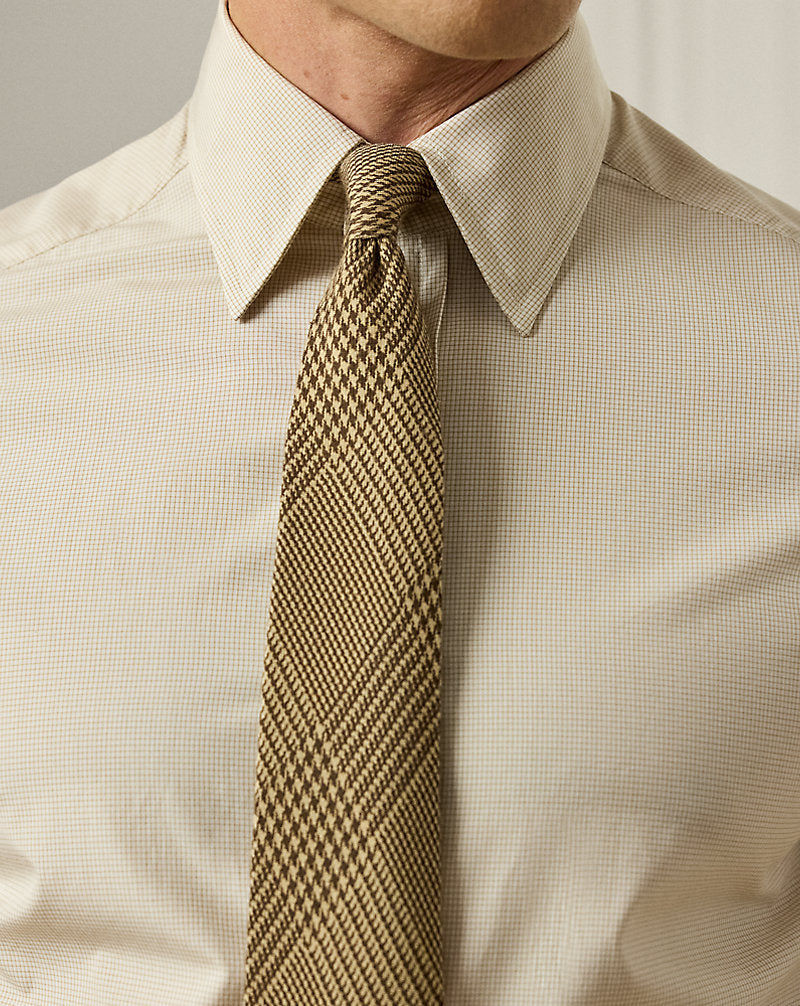 Micro-Tattersall Shirt Tan/White