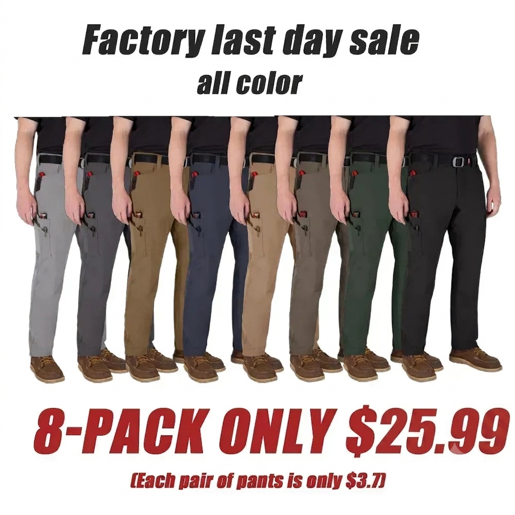 🔥Last day promotion🔥Men's 8-PACK FREEFLEX Tech Work Pants with 7 Pockets