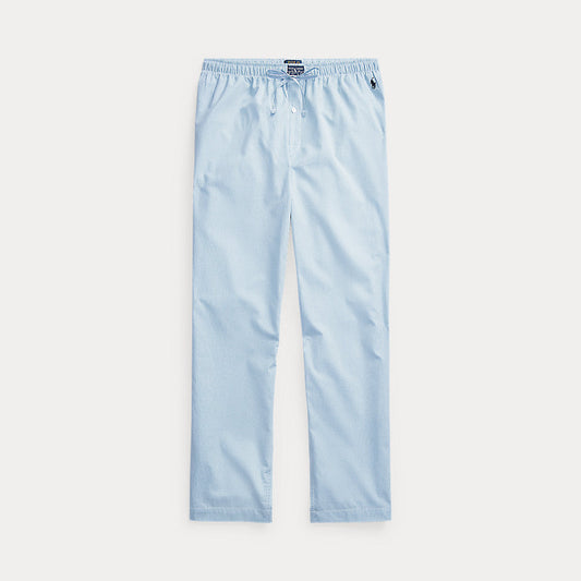 Gingham Cotton Sleep Trouser Lt Blue Mini Gingham