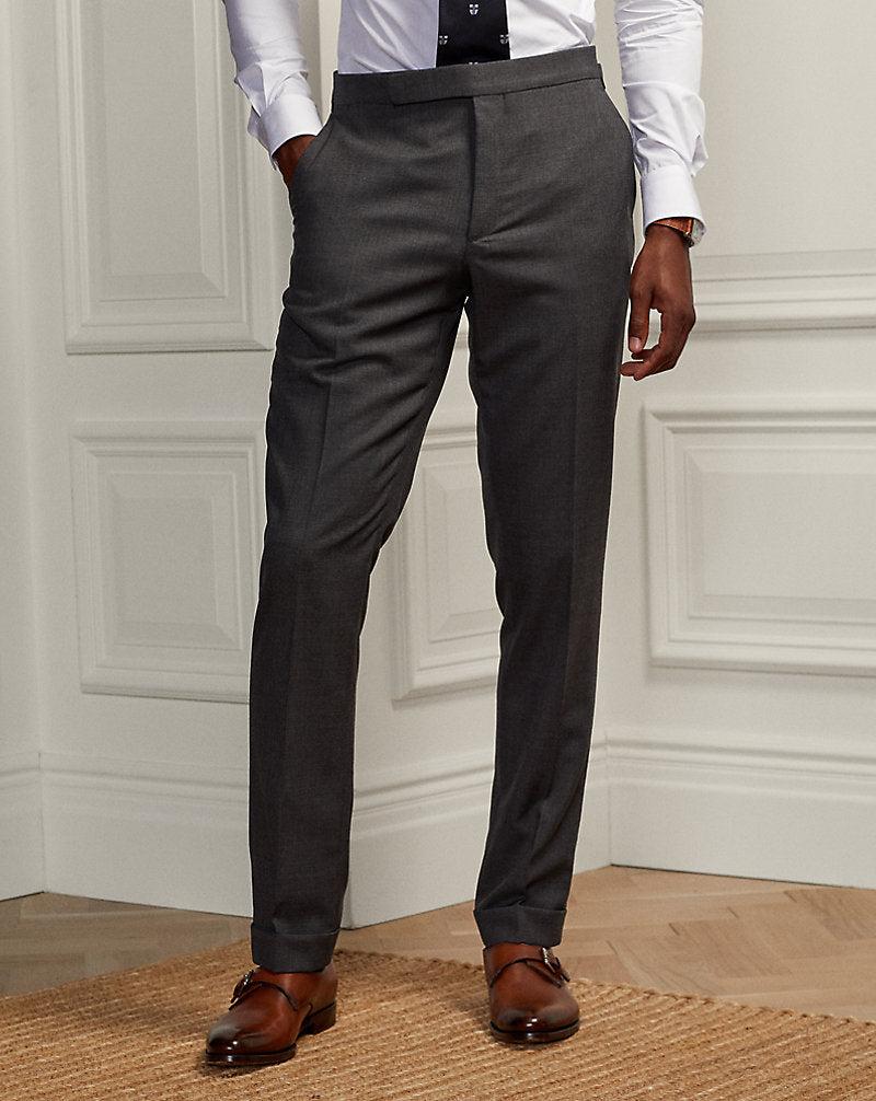 Gregory Hand-Tailored Wool Suit Trouser Charcoal