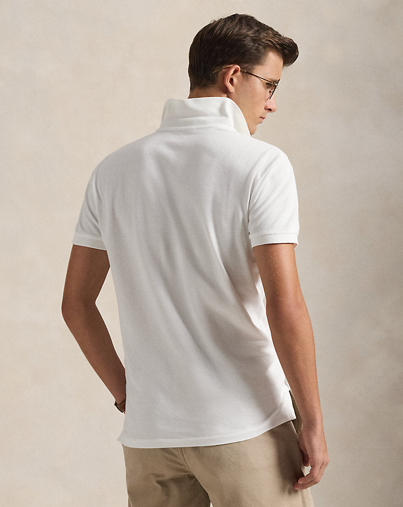Slim Fit Mesh Polo Shirt White