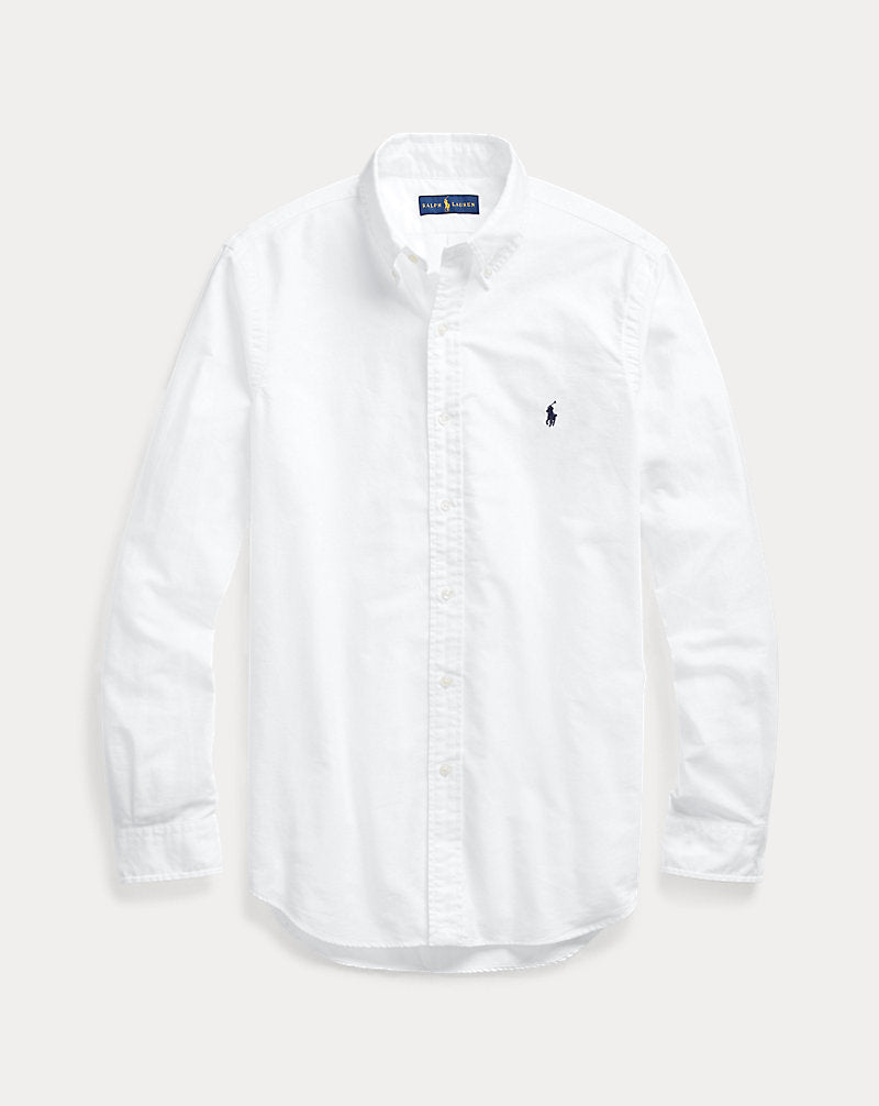 Slim Fit Garment-Dyed Oxford Shirt White