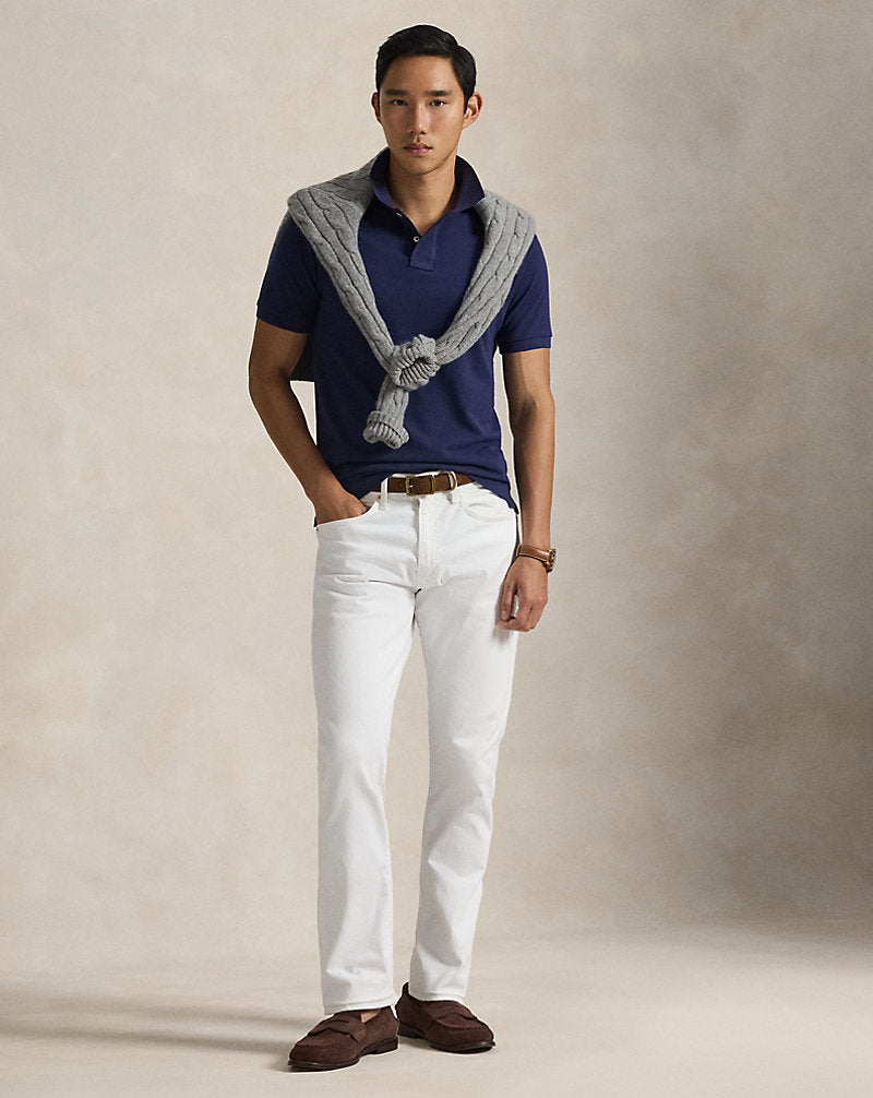 Slim Fit Mesh Polo Shirt Navy/Red