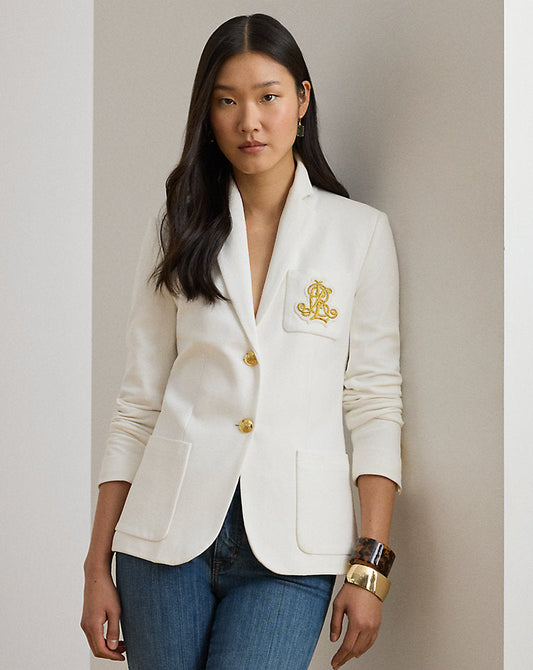 Bullion Jacquard Blazer White