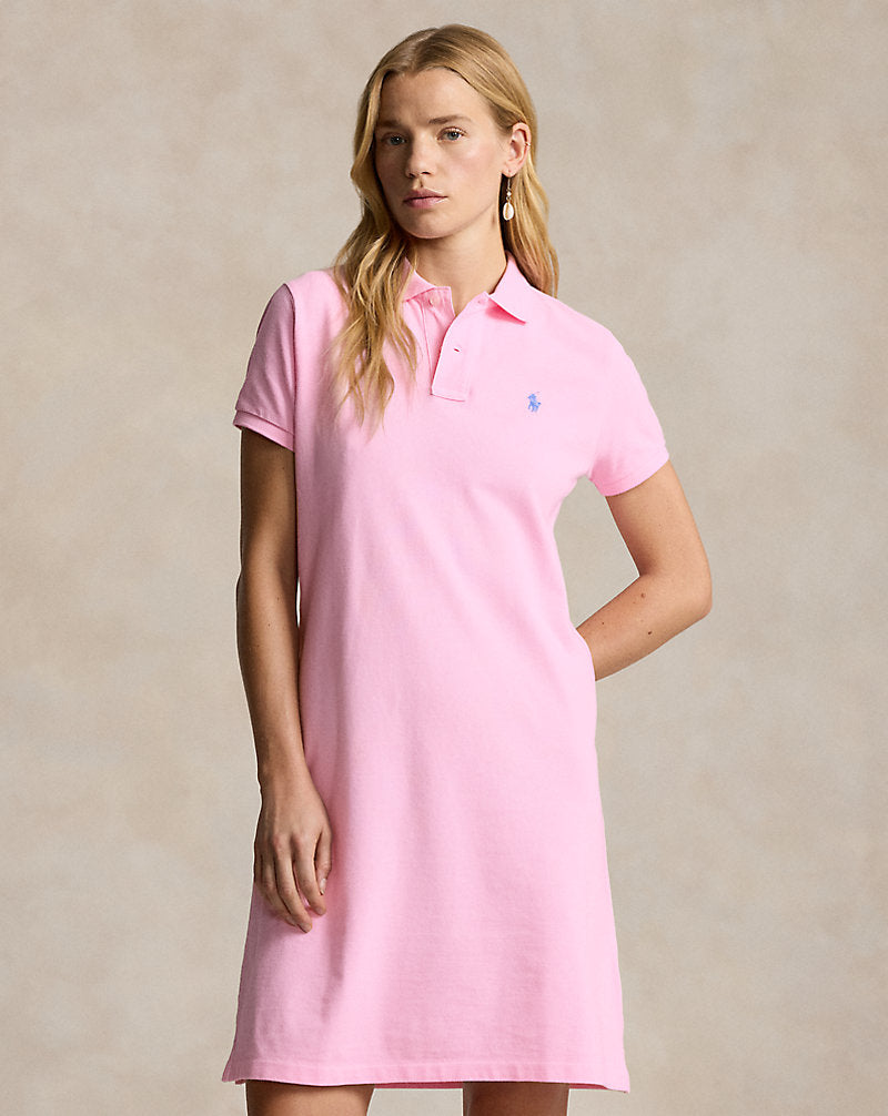 Cotton Mesh Polo Dress Carmel Pink