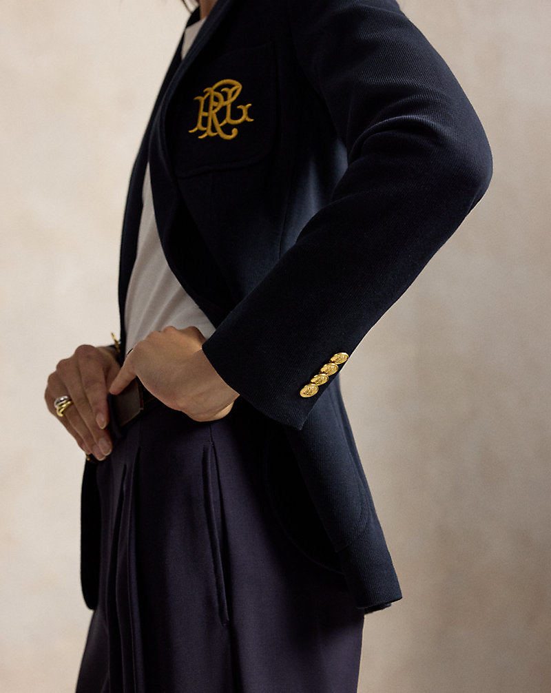 Double-Knit Jacquard Blazer Park Avenue Navy