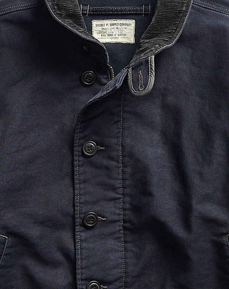 Corduroy-Collar Cotton Deck Jacket Dark Navy
