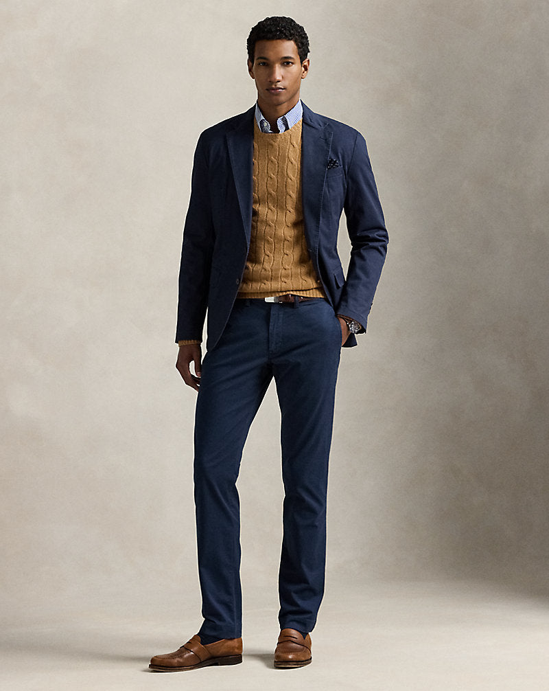 Washed Stretch Slim Fit Chino Trouser Nautical Ink