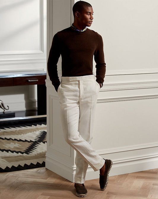 Gregory Hand-Tailored Linen Suit Trouser Cream