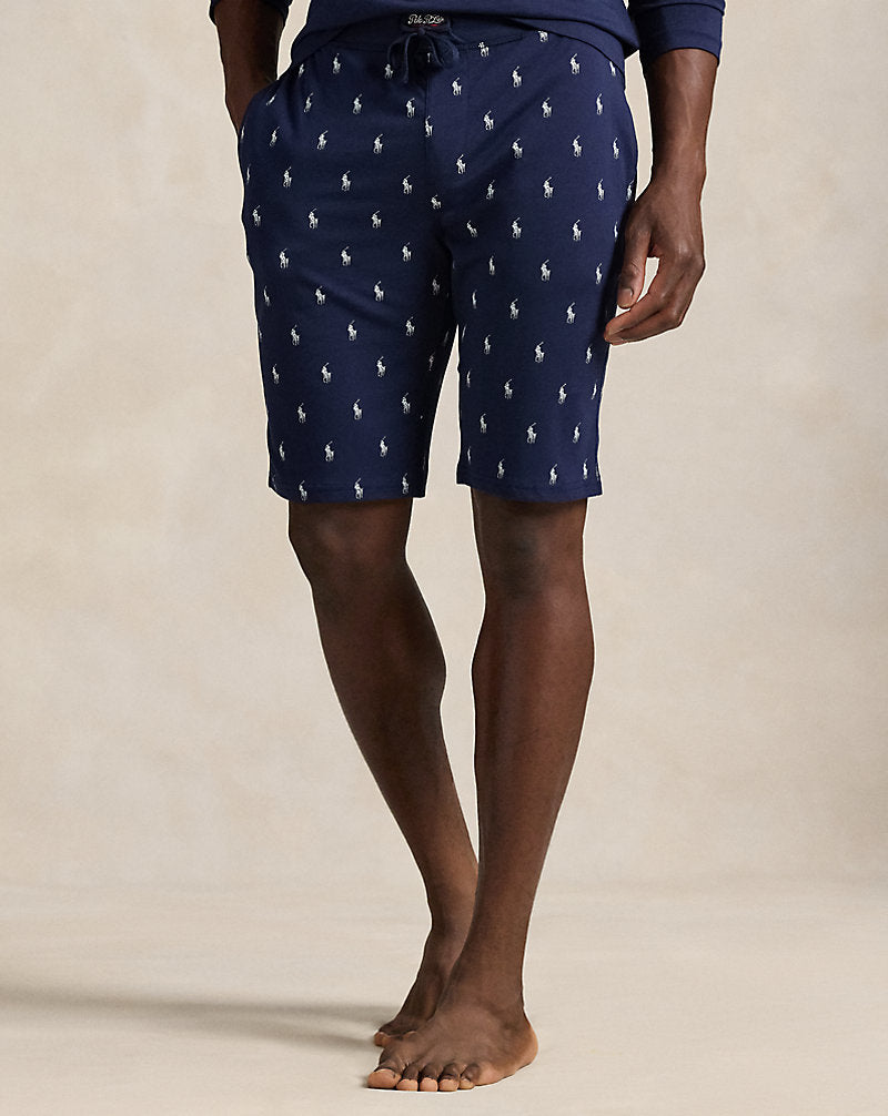 Allover Pony Cotton Jersey Sleep Short Cruise Navy