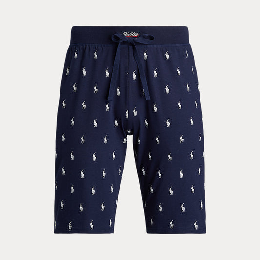 Allover Pony Cotton Jersey Sleep Short Cruise Navy