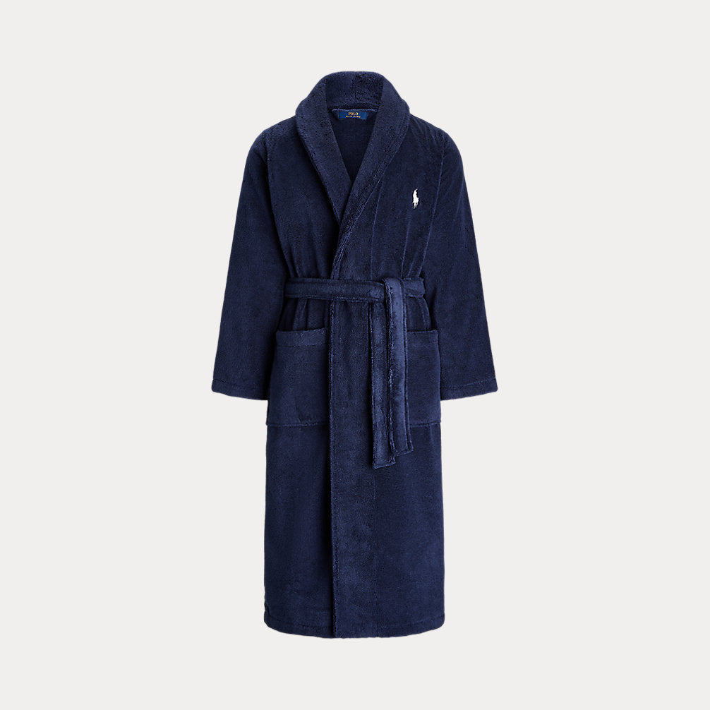 Cotton Terry Robe Cruise Navy