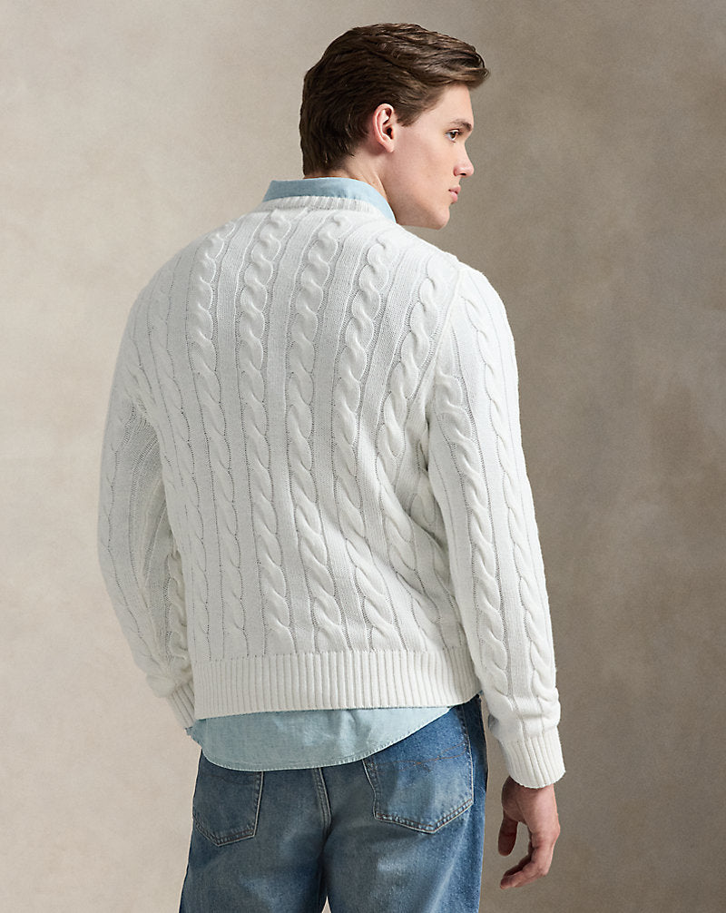 Cable-Knit Cotton Jumper White