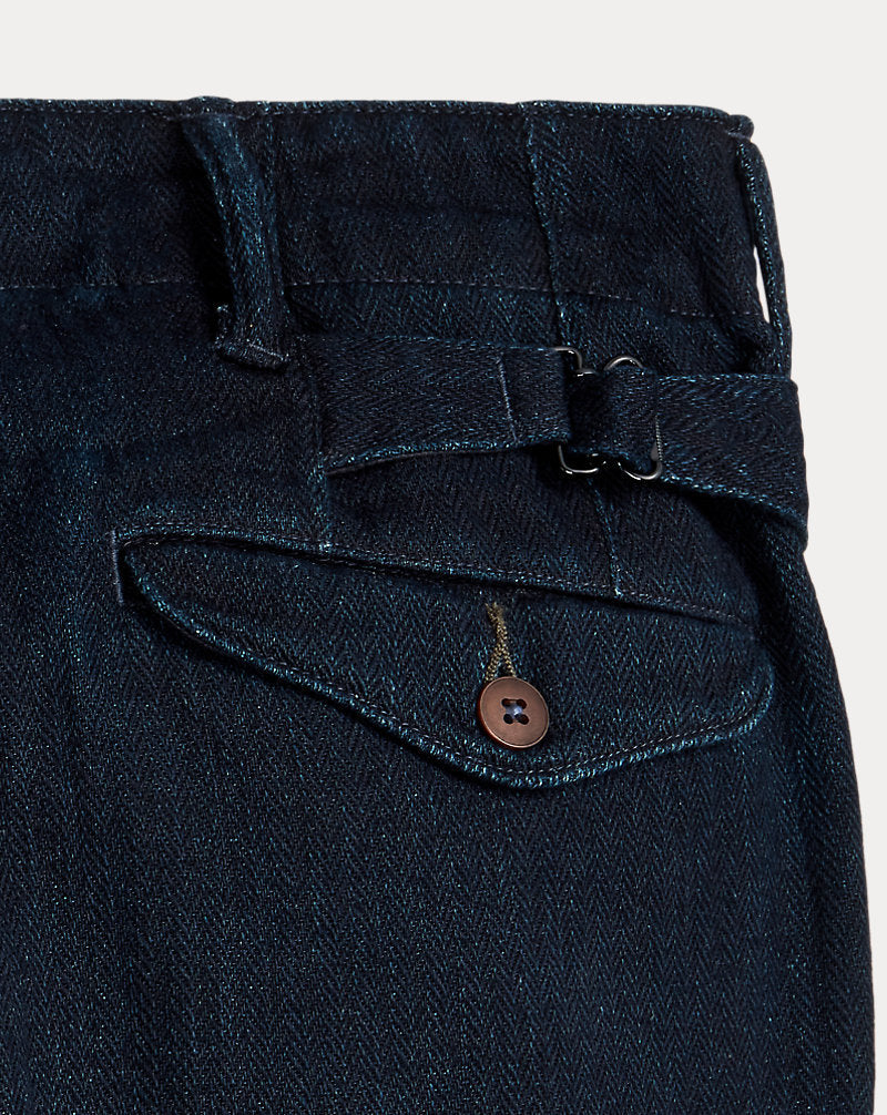 Indigo Herringbone Officer's Trouser Deep Navy