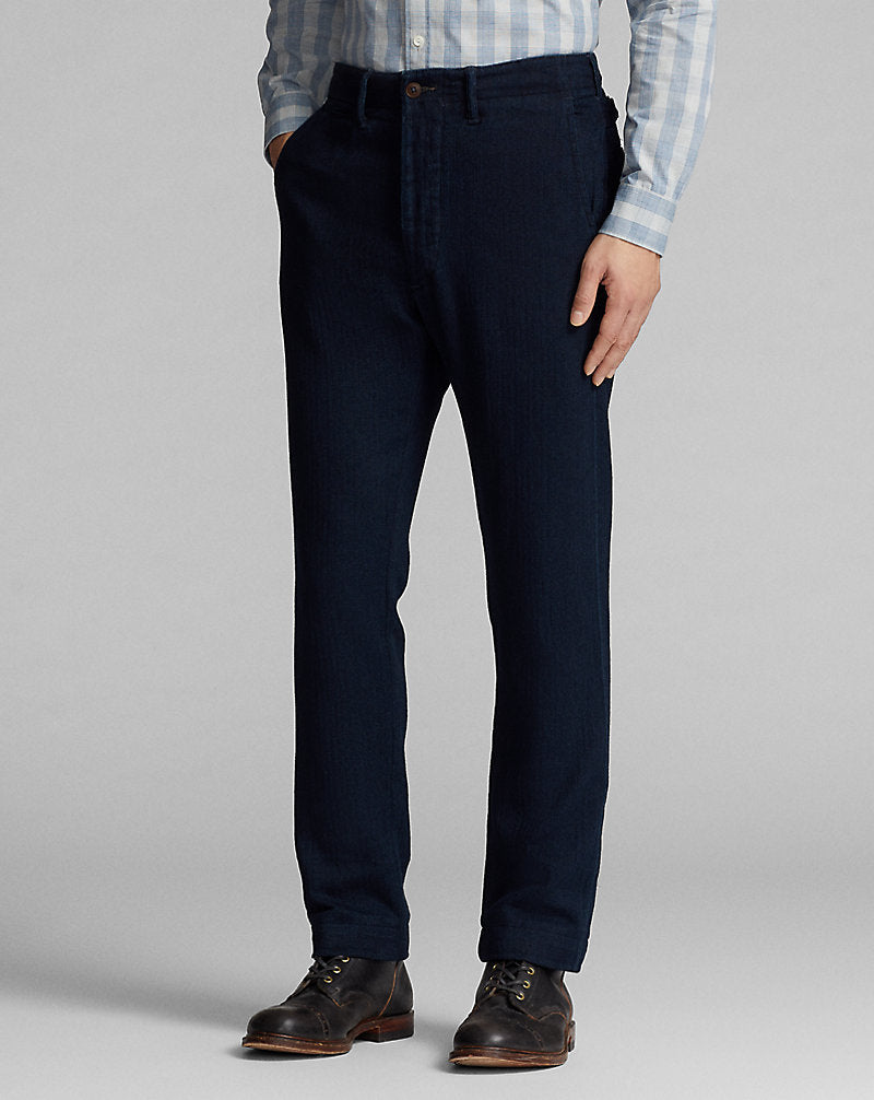 Indigo Herringbone Officer's Trouser Deep Navy