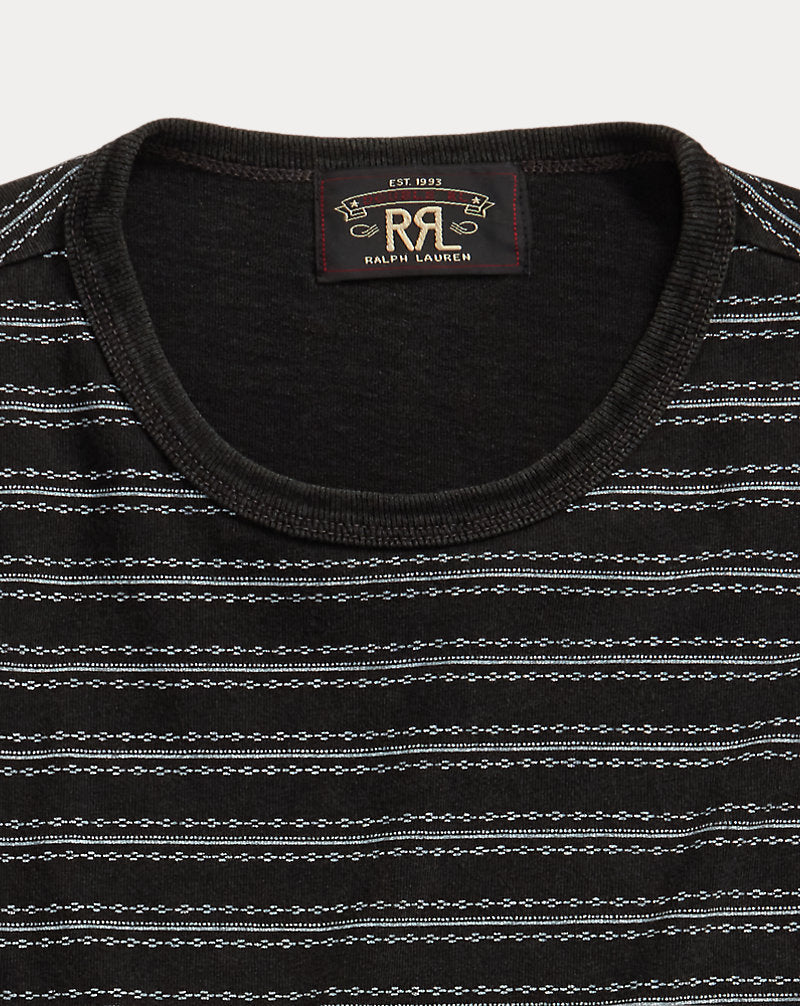 Indigo Striped Jacquard T-Shirt Black Multi