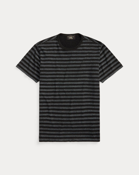 Indigo Striped Jacquard T-Shirt Black Multi