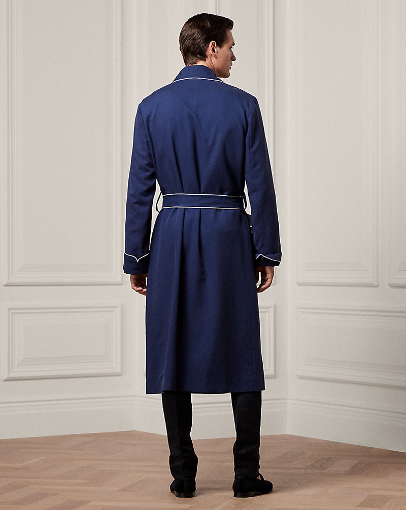 Monogram Silk Twill Robe Navy
