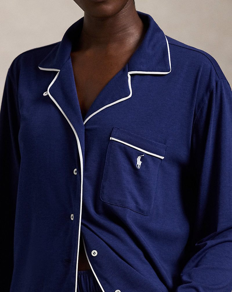 Long-Sleeve Jersey Pyjama Set Navy