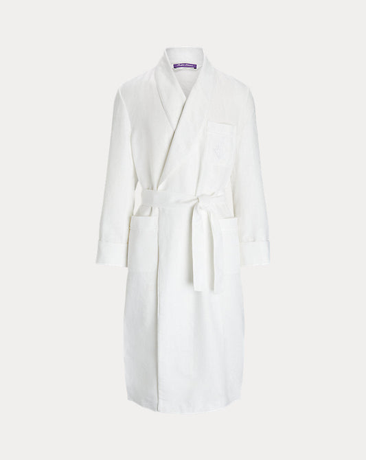 Monogram Linen Robe White