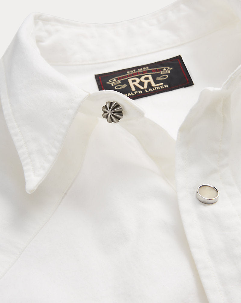 Slim Fit Poplin Western Shirt White