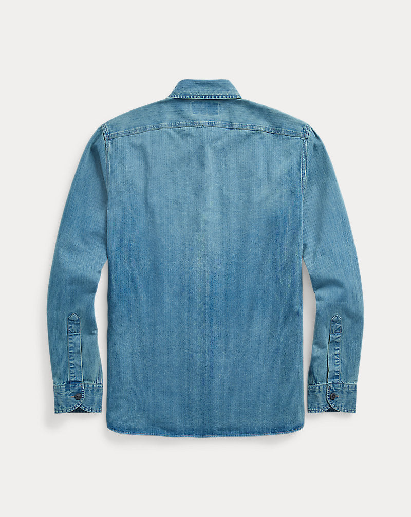 Indigo Herringbone Twill Workshirt Faded Indigo
