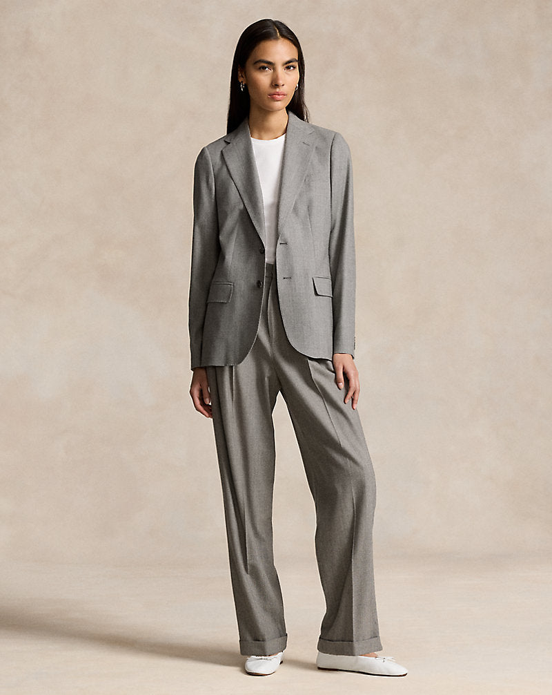 Stretch-Wool Flannel Blazer Grey Melange