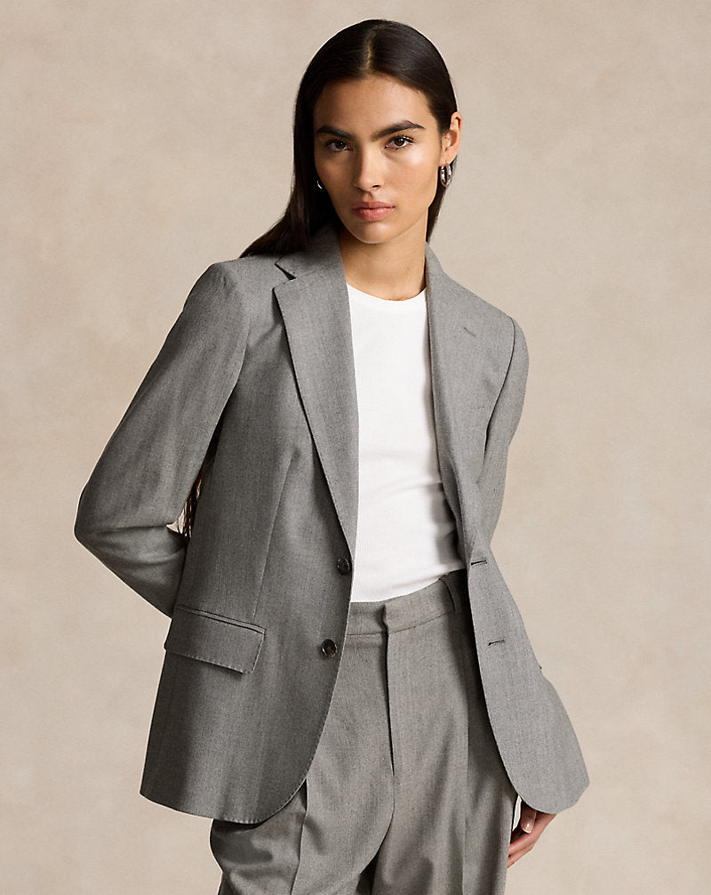 Stretch-Wool Flannel Blazer Grey Melange