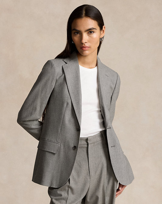 Stretch-Wool Flannel Blazer Grey Melange