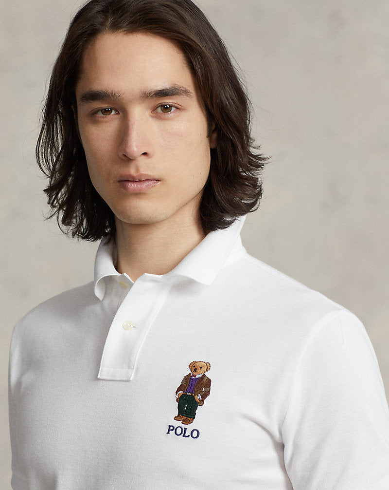Custom Slim Fit Polo Bear Polo Shirt White