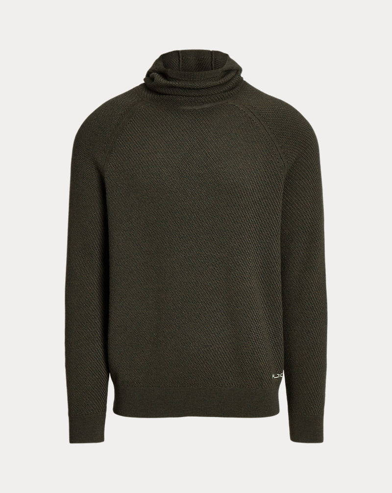 Textured Wool Snorkel Hoodie Fossil Green