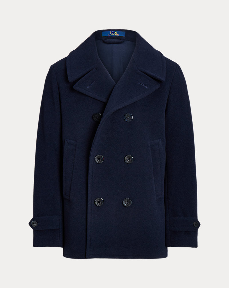 Wool-Blend Twill Peacoat Navy