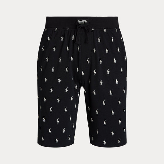 Allover Pony Cotton Jersey Sleep Short Polo Black Aopp
