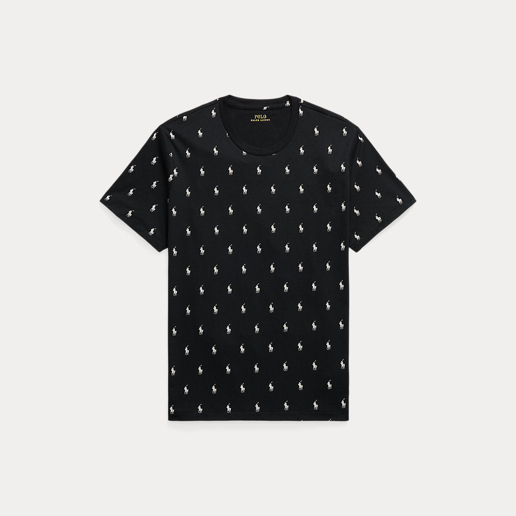 Allover Pony Cotton Jersey Sleep Shirt Polo Black Aopp