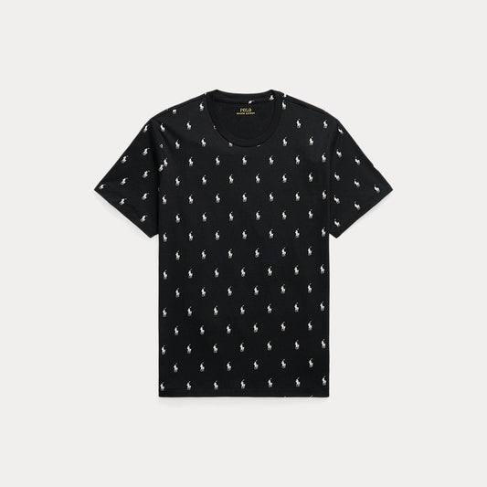 Allover Pony Cotton Jersey Sleep Shirt Polo Black Aopp